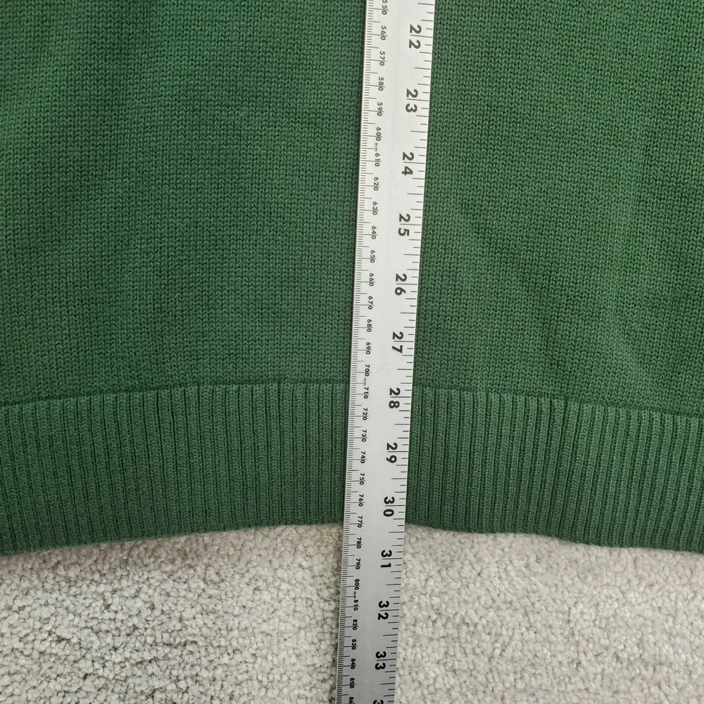 Tommy Hilfiger Sweater Mens Large Green Crest Embroidered Cotton Crew Cabin